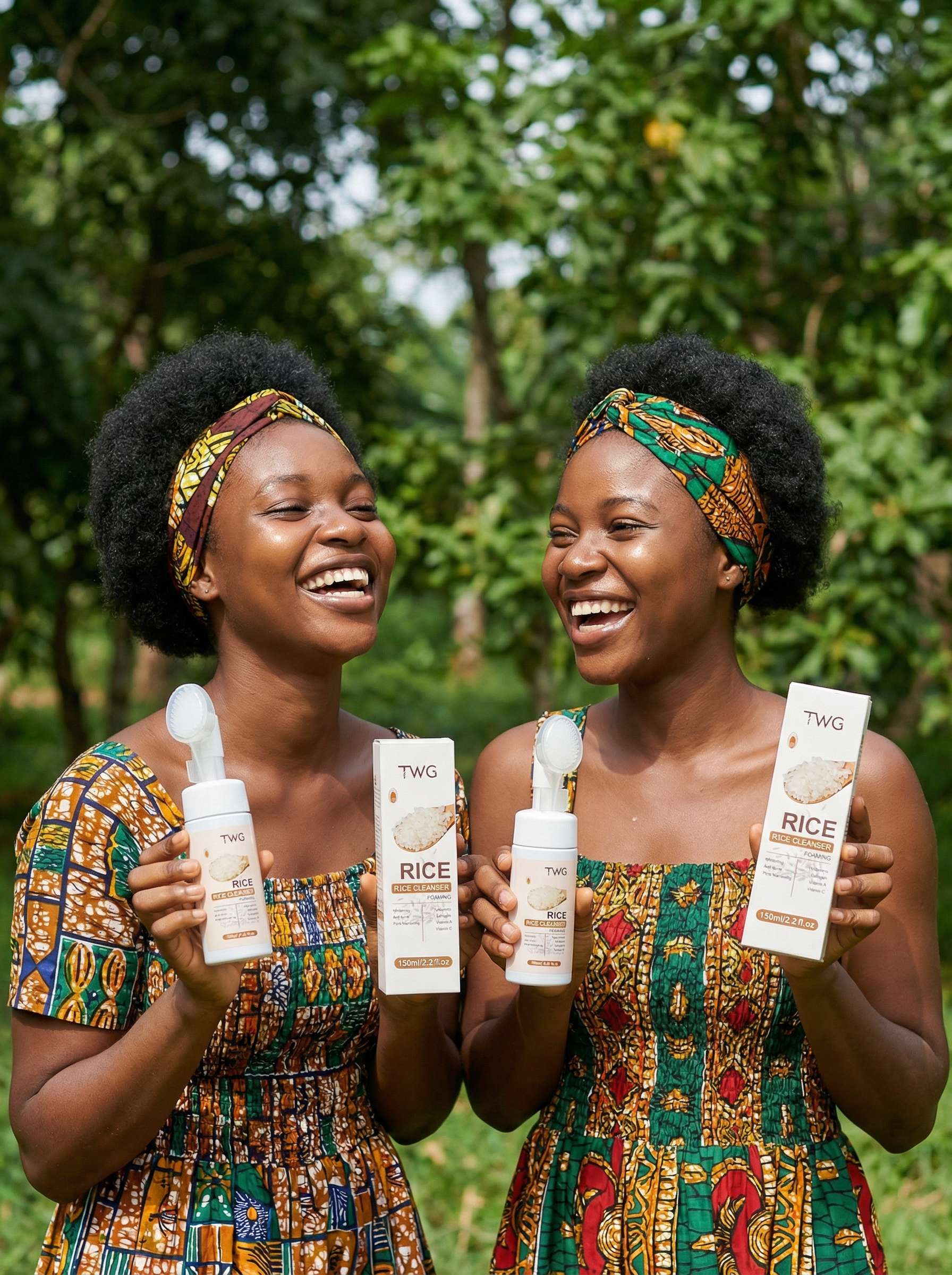 Two friends with glowing skin