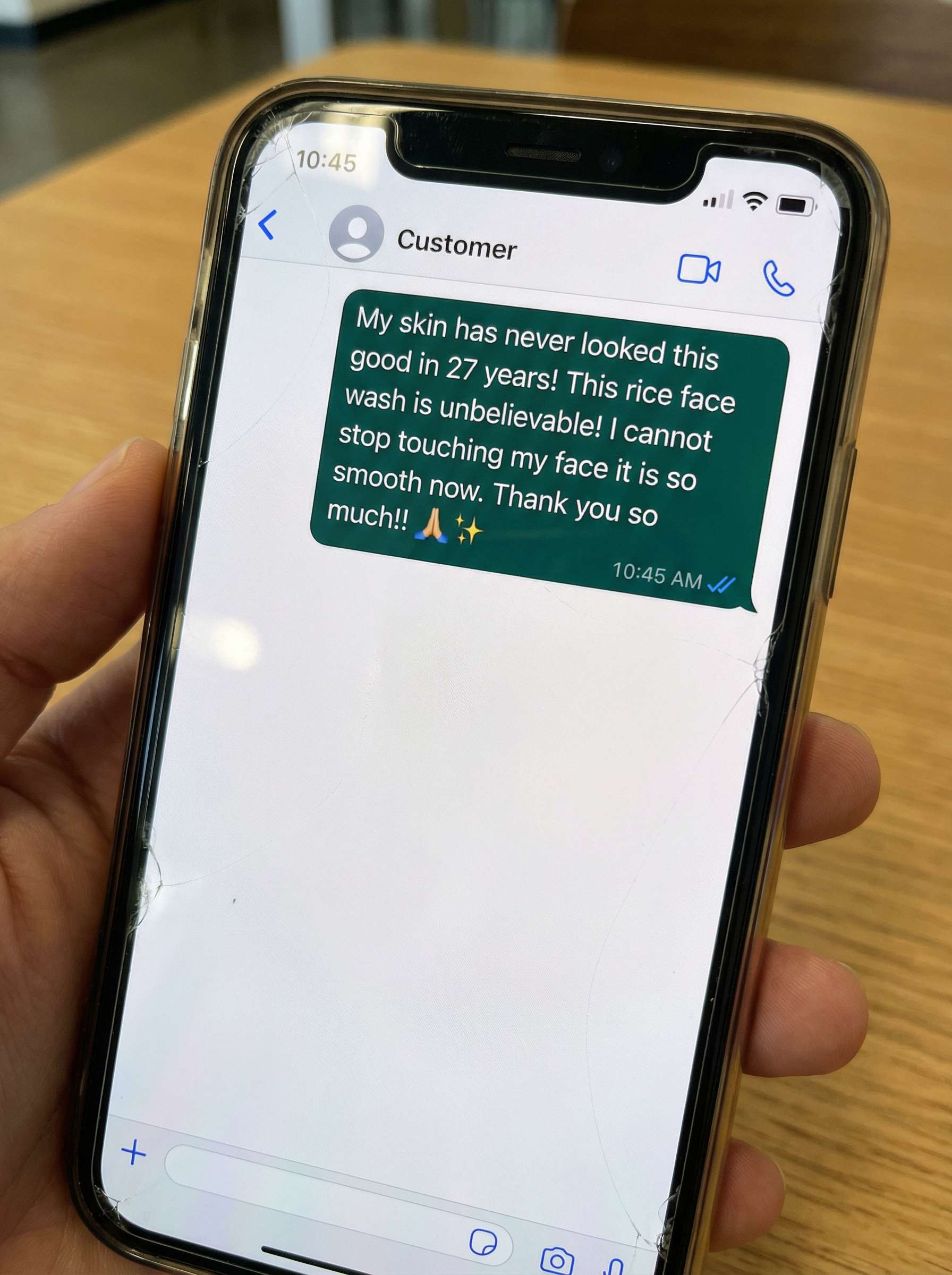 Customer message screenshot